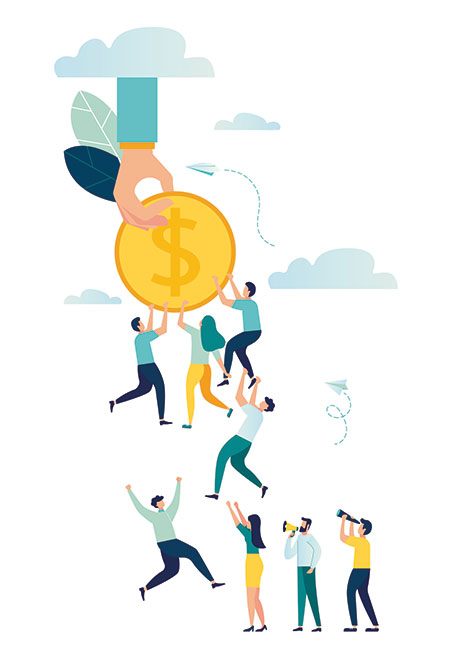 a group of people hold each other without losing a coin